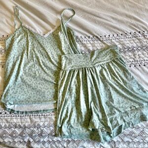 Abela Story + Co Green Cheetah Print Pajama Set